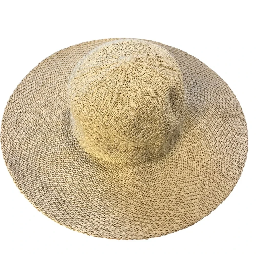 Coolibar Perla Packable Wide Brim Hat Womens OS Beige UPF 50+ Sun Travel 02214